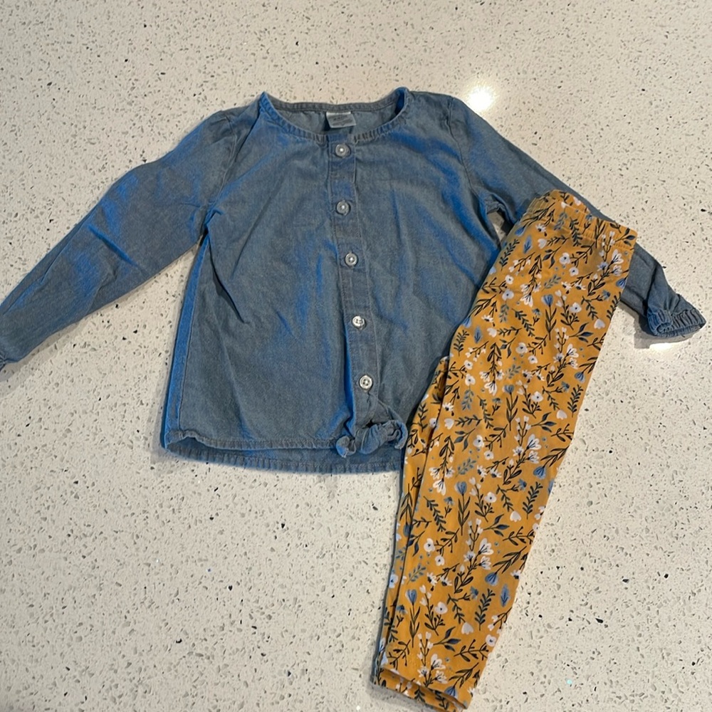 Carters 24 month denim long sleeve button down with matching pants
